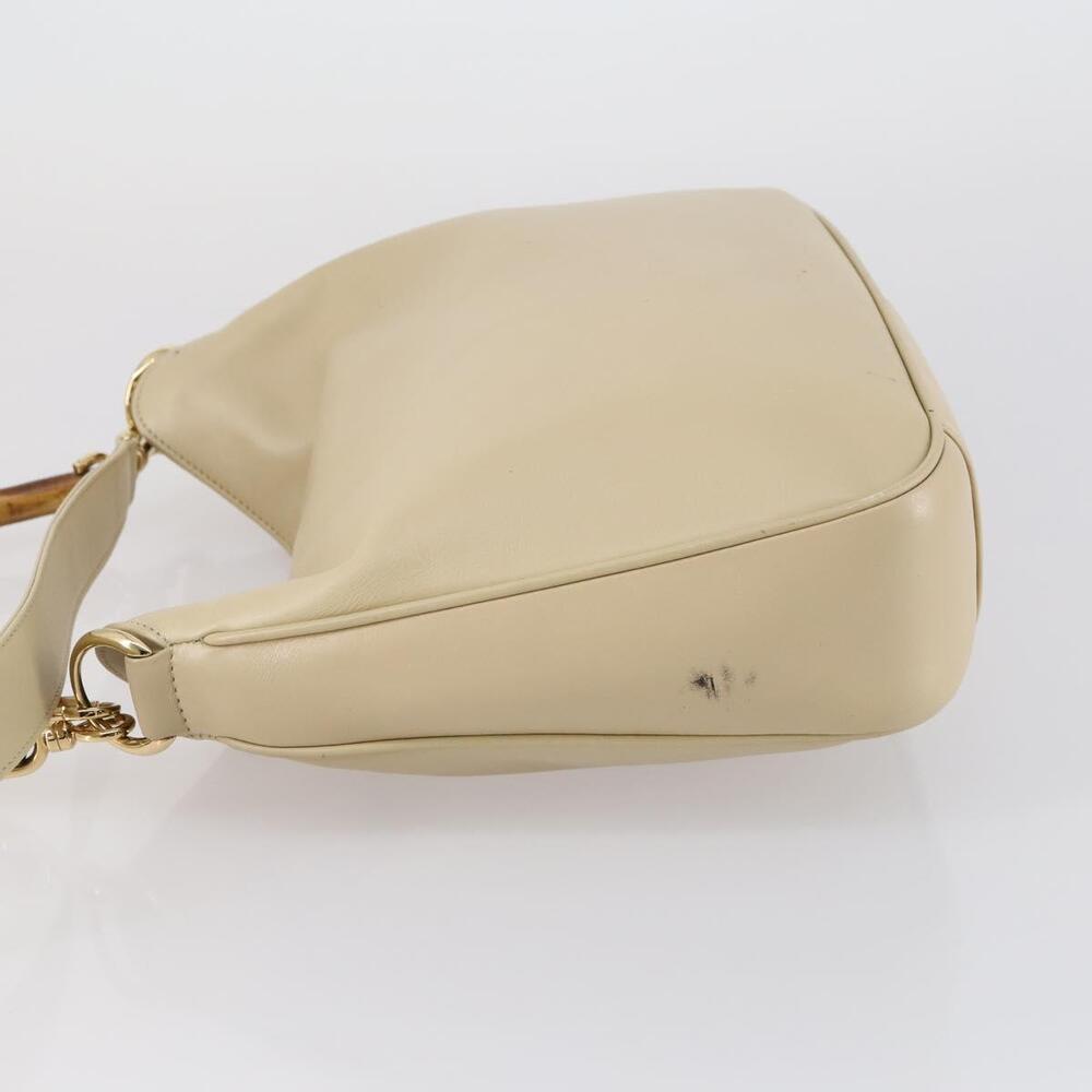 GUCCI Bamboo Hand Bag Leather 2way Beige Gold 001 1638 Auth ep11454 - Picture 4 of 16